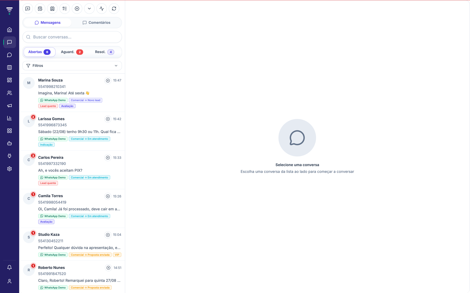 Print real: inbox multicanal do Resulta CRM